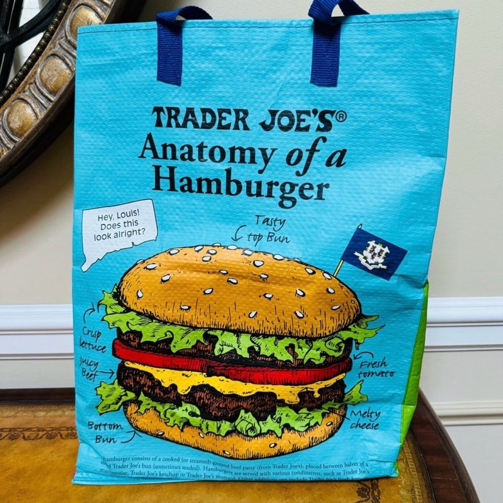 NWT Trader Joe’s Anatomy of a Hamburger Connecticut Reusable Bag